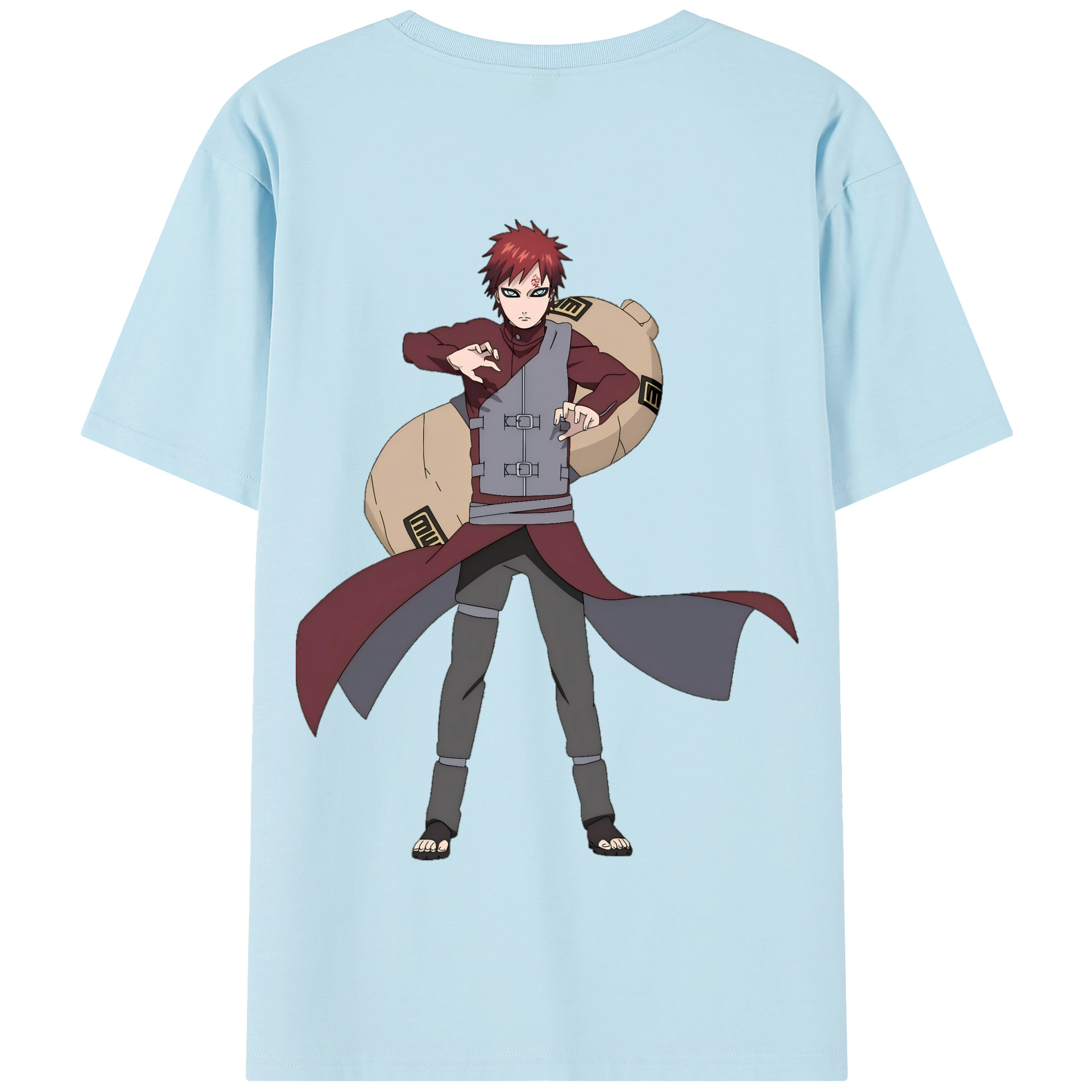 （画像用） NARUTO -ナルト- ガアラ Gaara 綿100％半袖Tシャツ（背面プリント）